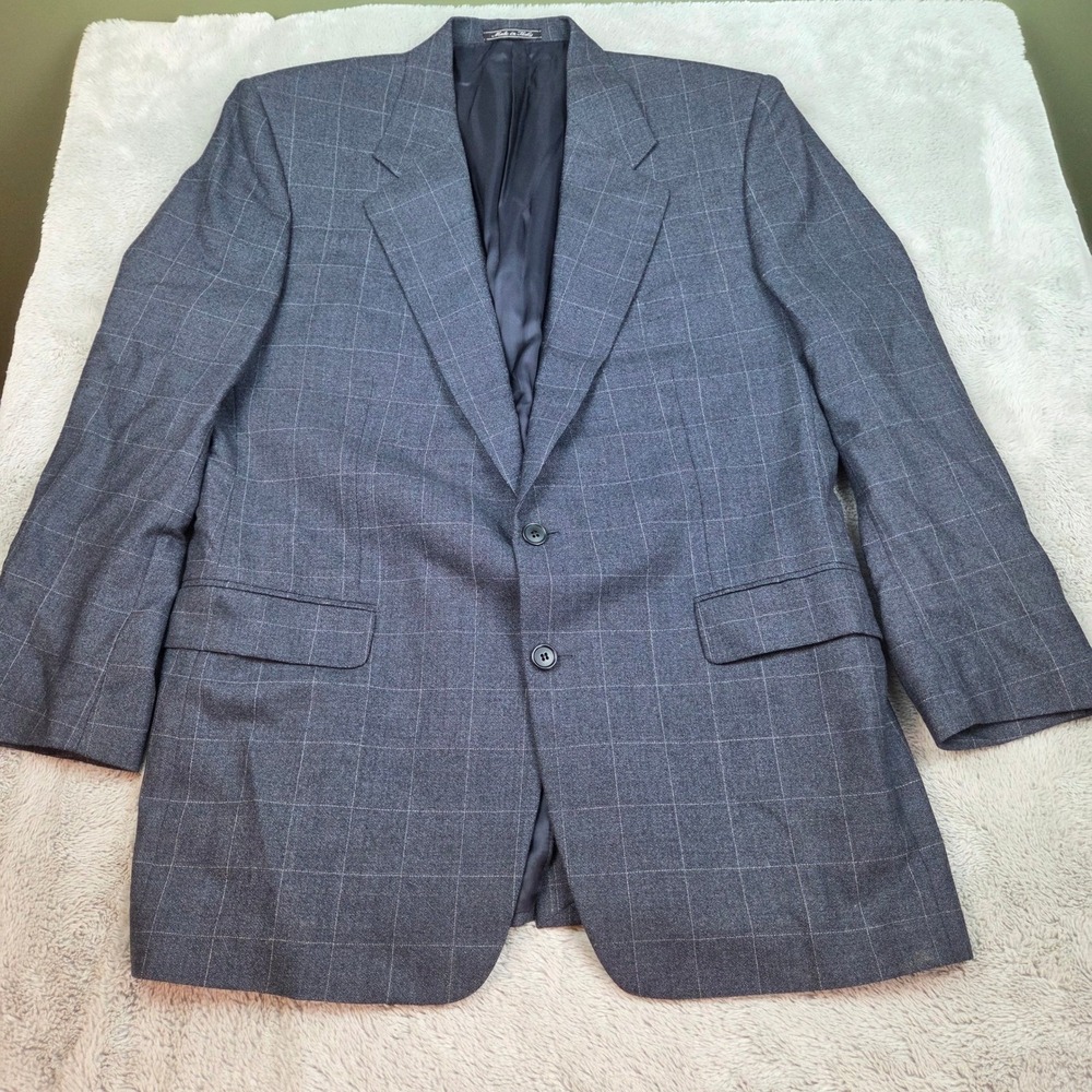 Trussini Wool Sport Coat Mens EU 52 US 42 Windowpane Check Two Button Blazer